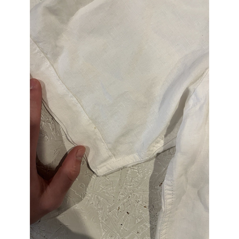 Tasso Elba Island Natural Linen Wooden Button Up Shirt Men's Size Large White - Picture 6 of 11